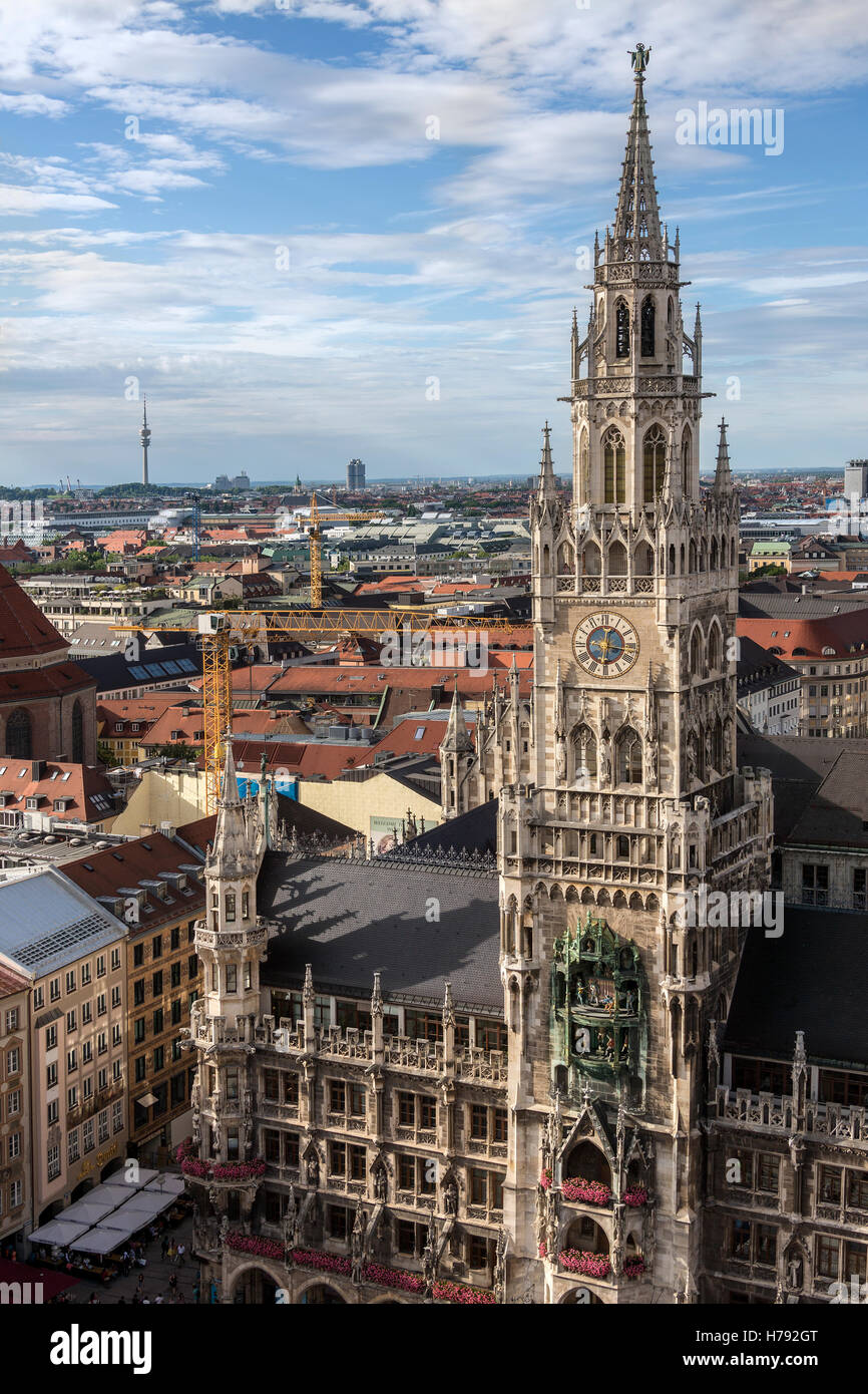 The Rathaus or New Town Hall at the northern part of Marienplatz in the city of Munich in Bavaria, Germany. Stock Photo