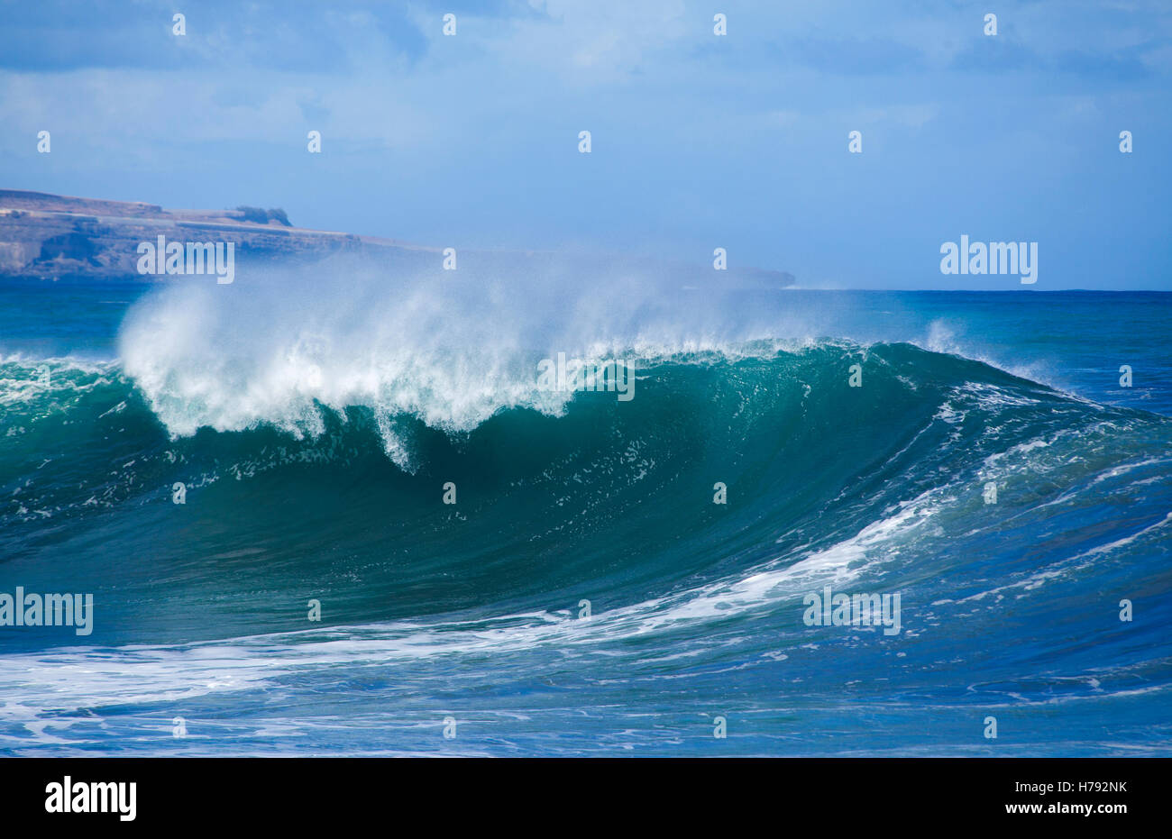 powerful ocean waves breaking natural water background Stock Photo