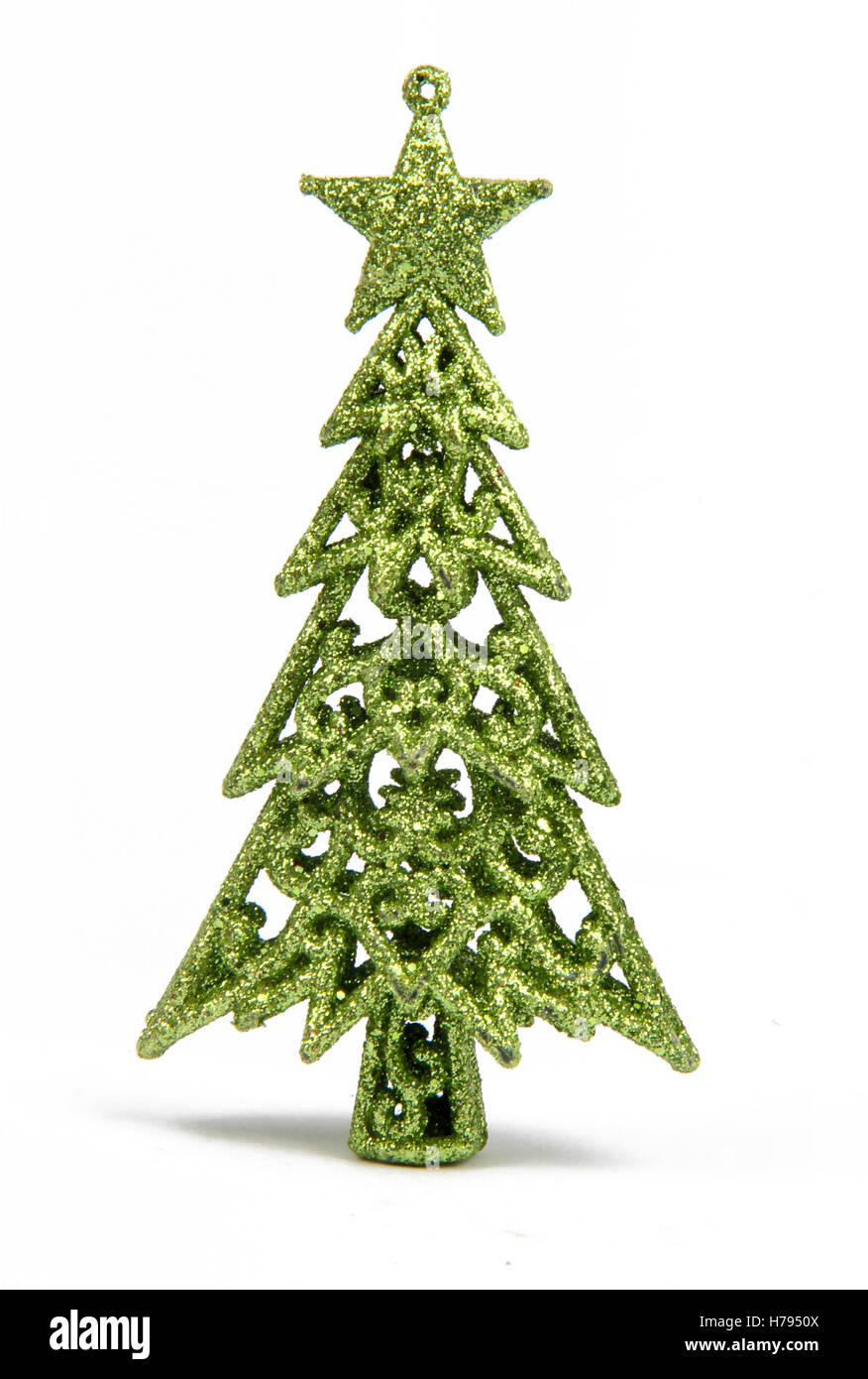 Green Christmas Tree Christmas Decoration Isolated on White Stock Photo