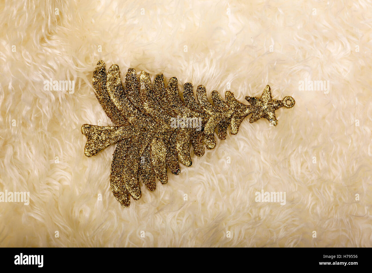 Gold Christmas Tree on Fur Stock Photo Alamy