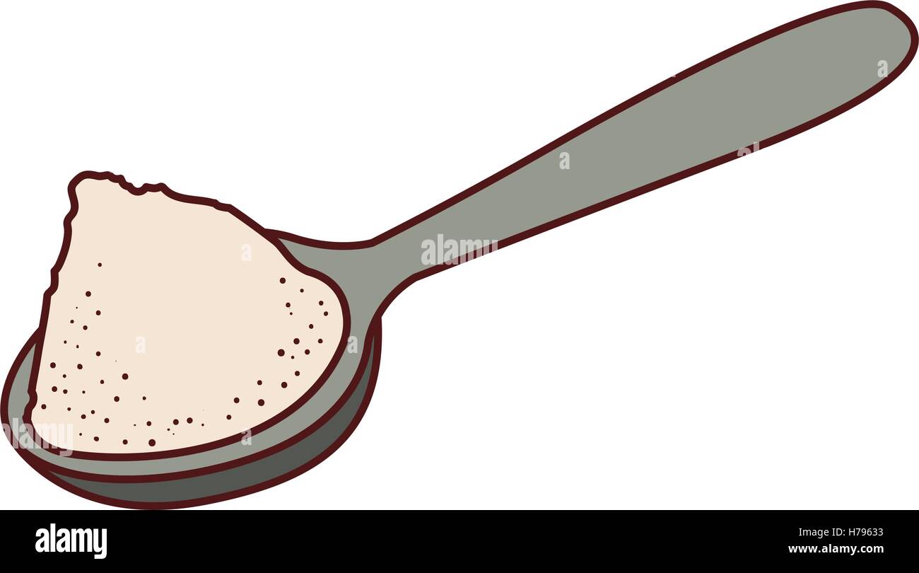 spoon with sugar icon over white background. vector illustration Stock