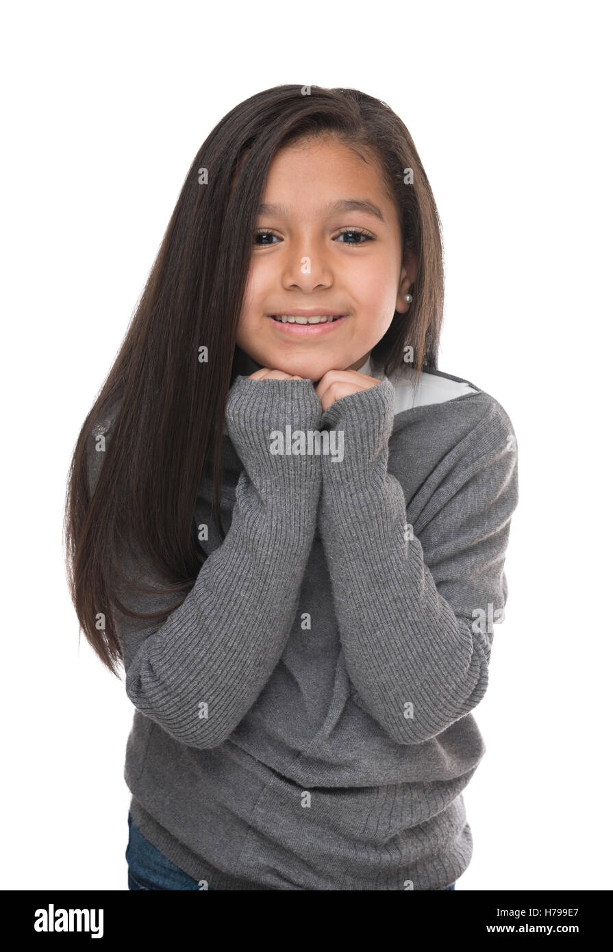 Portrait of Beauty Young Girl Isolated on White Background Stock Photo ...