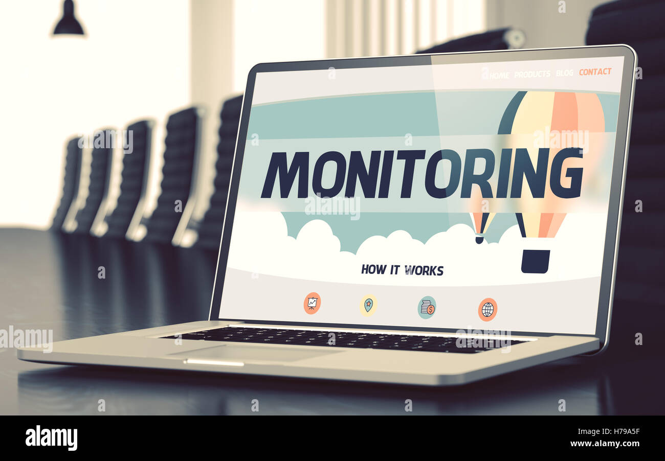 Monitoring on Laptop Screen. Closeup. 3D Stock Photo Alamy