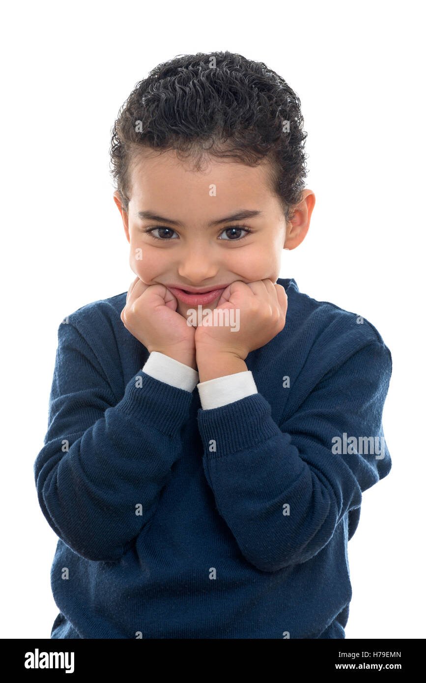 Lovely Portrait of Young Boy Isolated on White Background Stock Photo ...