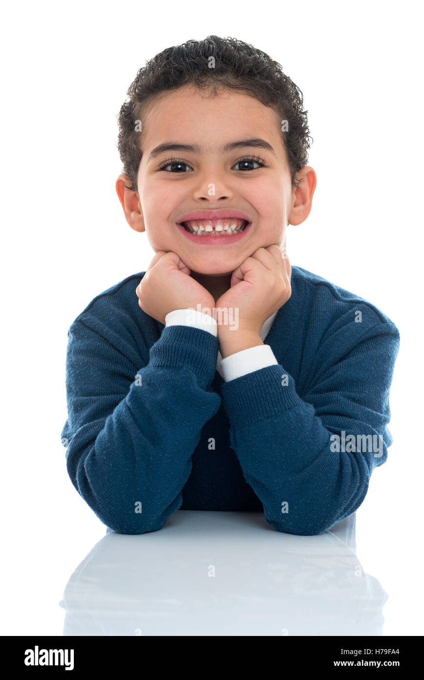 Portrait of Happy Young Boy Smiling Isolated on White Background Stock ...