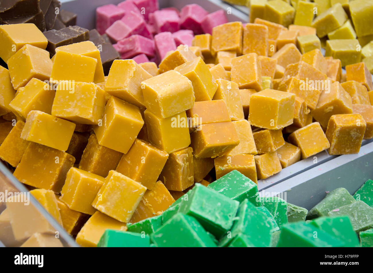 Colourful display of fudge confectionery Stock Photo Alamy