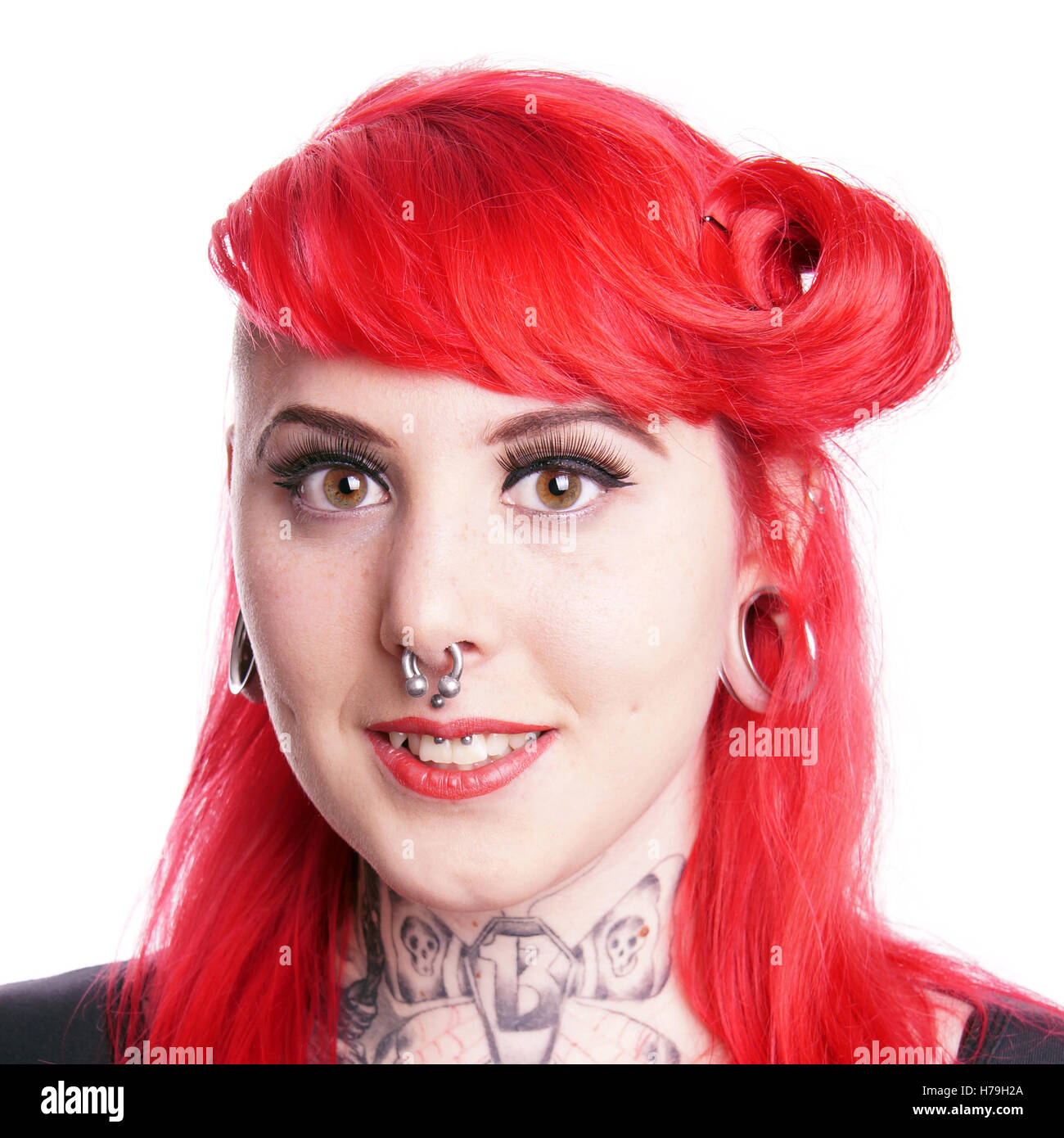 girl with piercings and tattoos Stock Photo