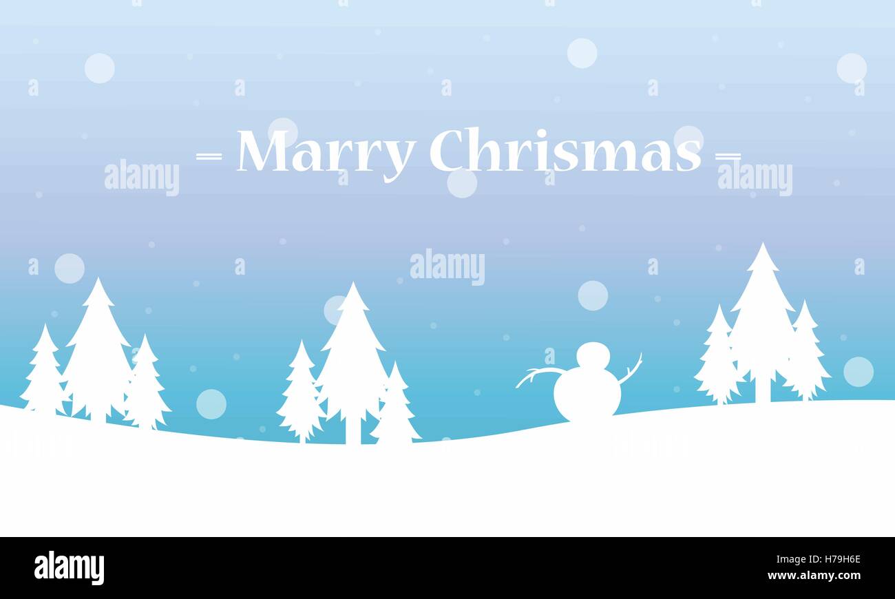 Beautiful landscape tree and snowman winter vector illustration Stock ...