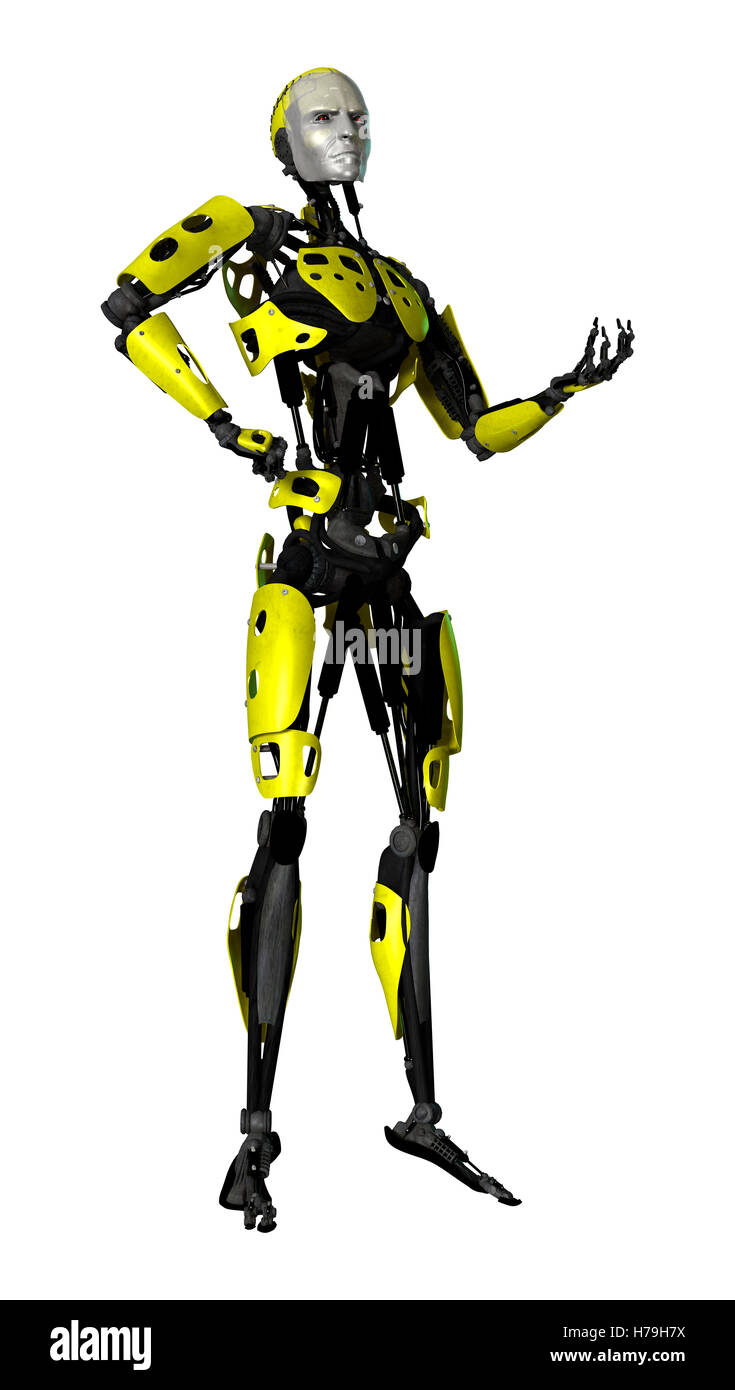 3D rendering of a robot isolated on white background Stock Photo - Alamy