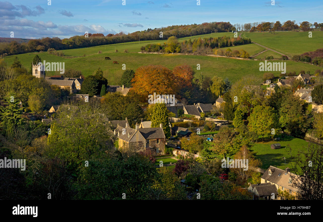 Village of Naunton in Autumn,Cotswolds,Gloucestershire,England Stock Photo