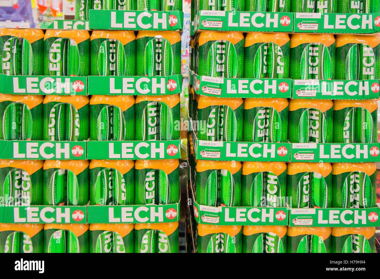 shopping, Biedronka supermarket, Lech beer can, tin, cans, tins ...