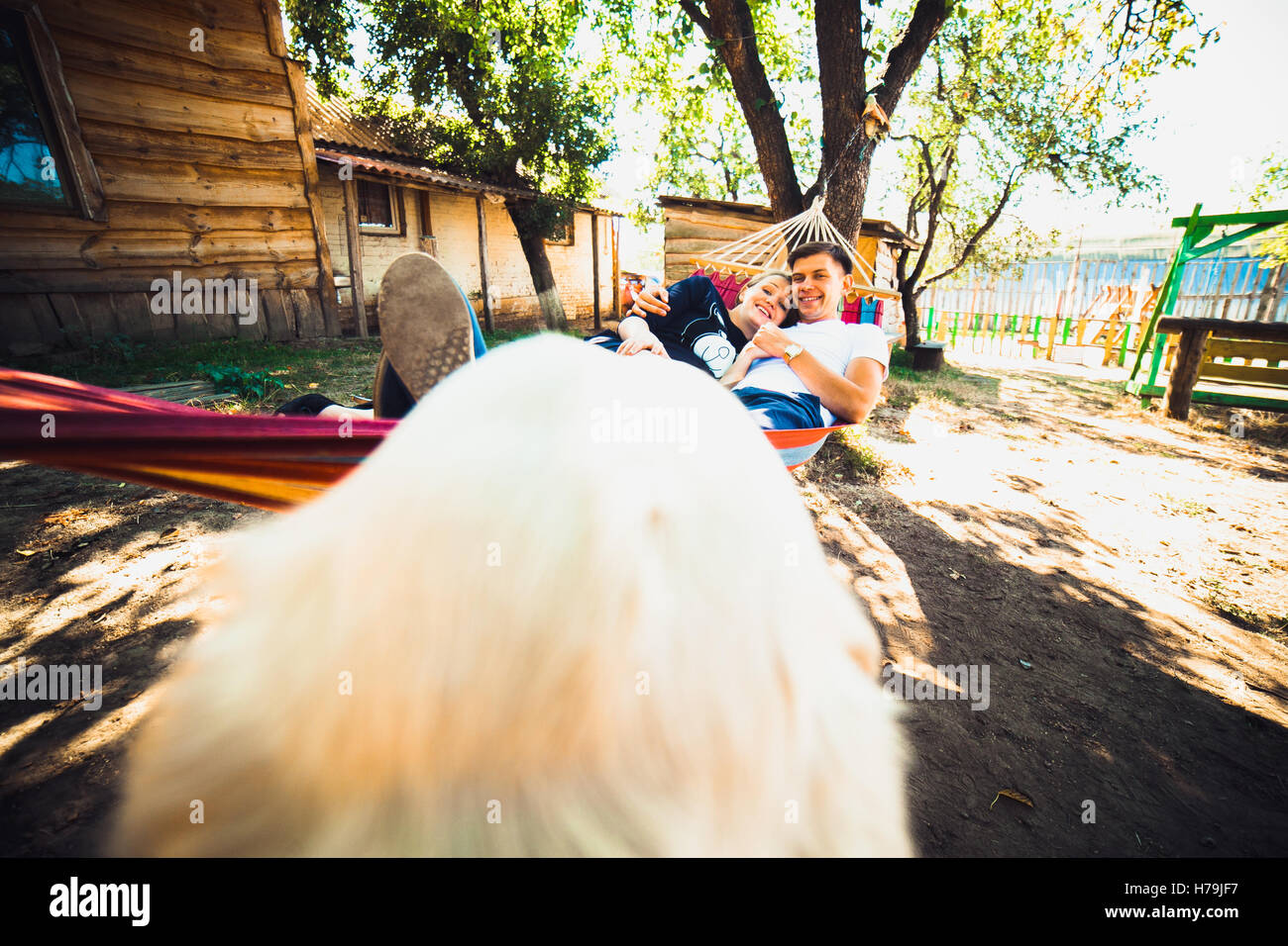 Pregnant woman and husband, resting in a hammock Stock Photo Alamy