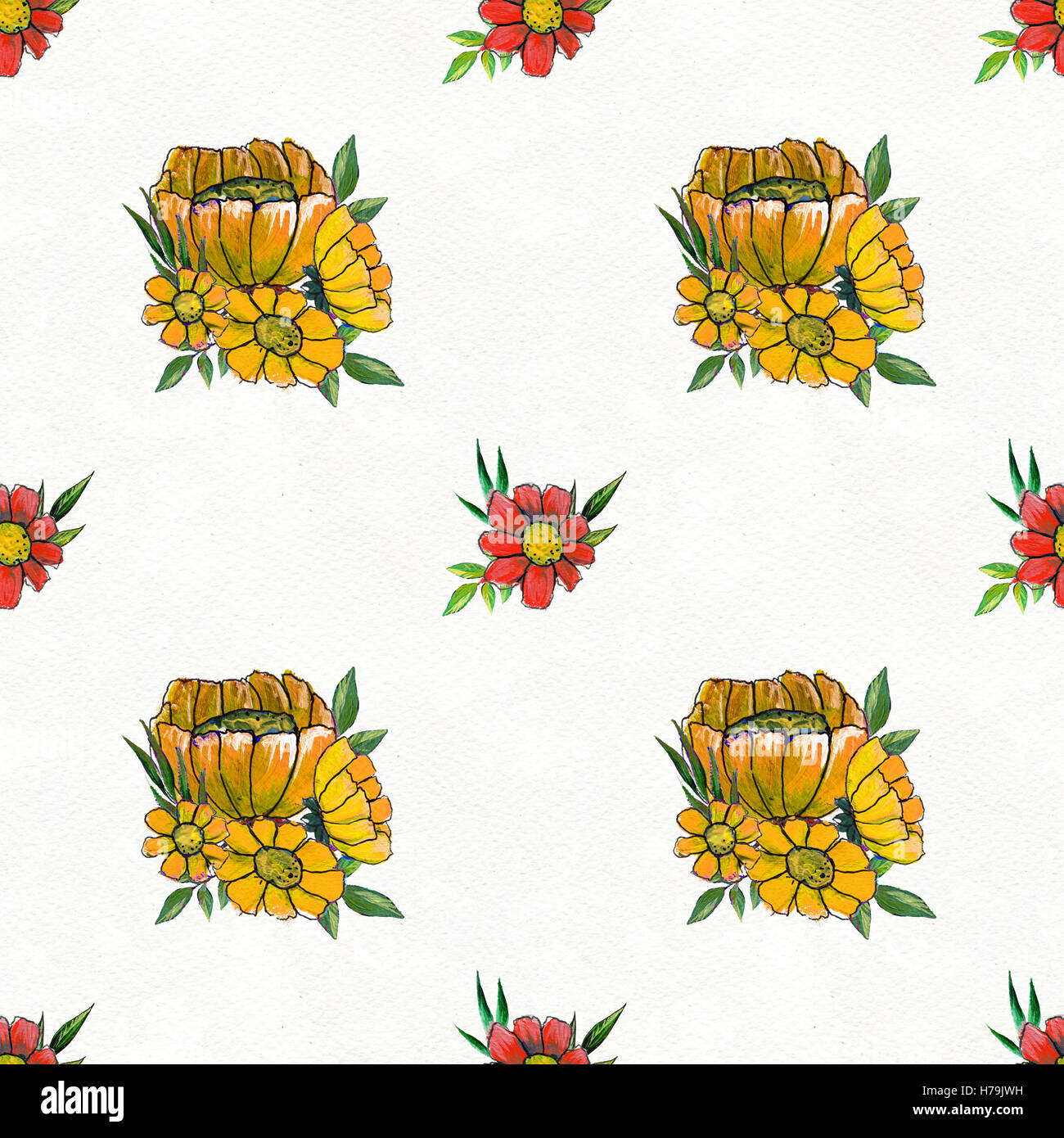 Seamless pattern with colorful flowers Stock Photo - Alamy
