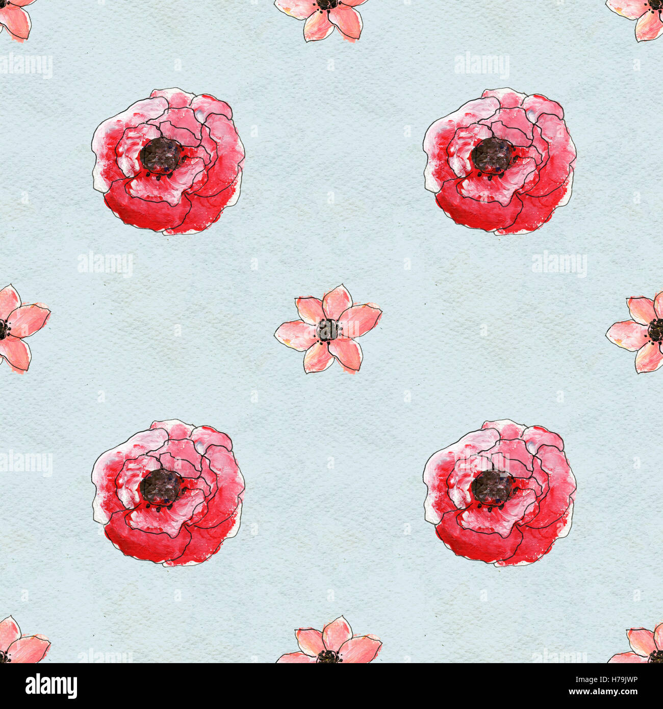 Seamless pattern with colorful flowers Stock Photo - Alamy