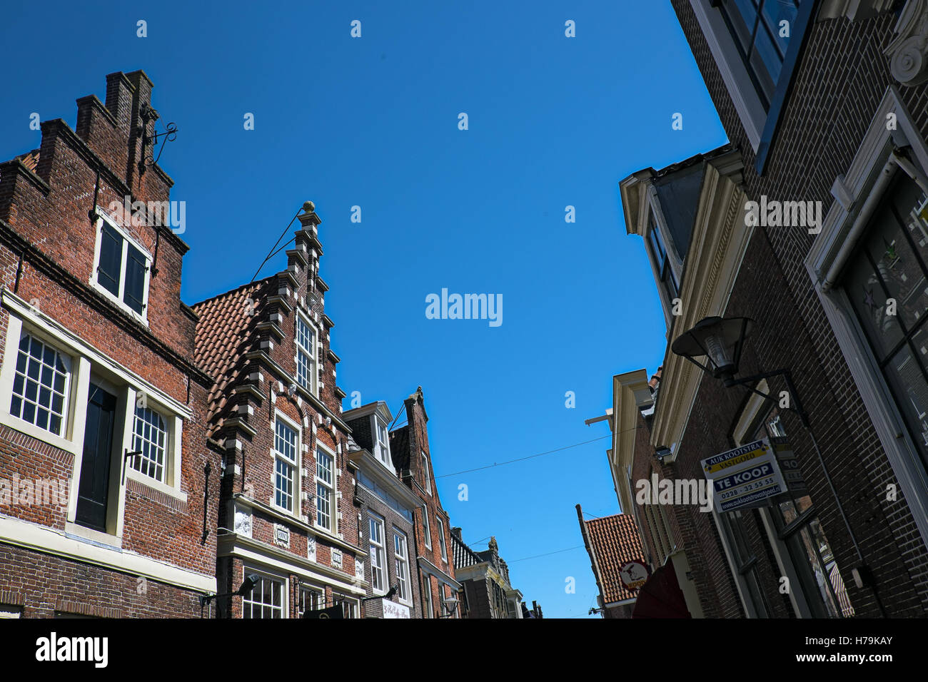 Houses with Crow-stepped gables, Enkhuizen, Noord-Holland Stock Photo