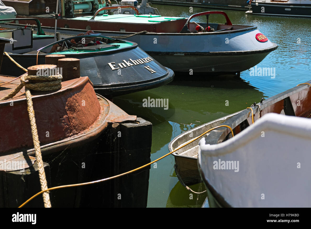 Dutch Fishing Boats in Enkhuizen, Noord-Holland Stock Photo