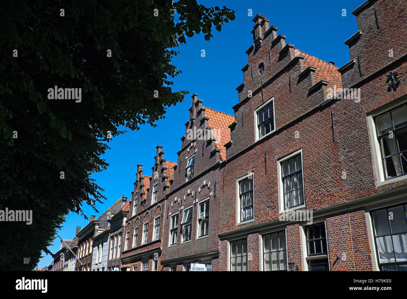 crow-stepped gables in Medemblik, the Netherlands Stock Photo