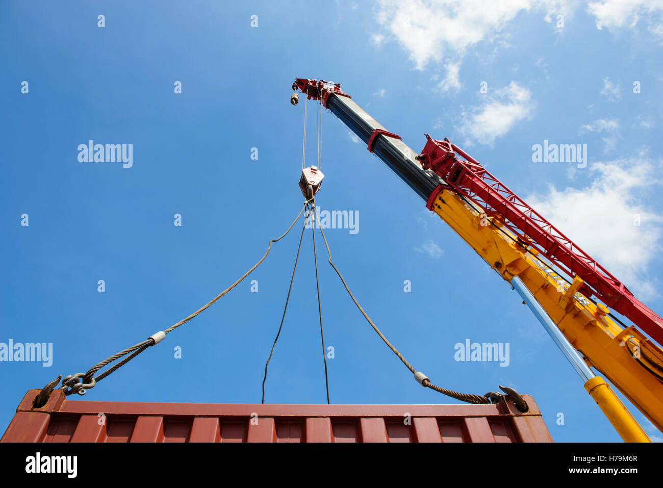 Cargo container hanging Stock Photo