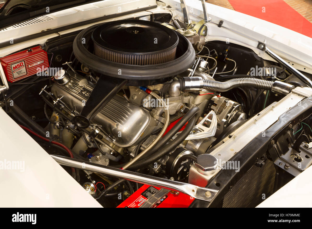 Car engine of a 1969 Chevrolet Camaro during Classic cars auction in Turin,  Italy. (Photo by Marco Destefanis / Pacific Press Stock Photo - Alamy