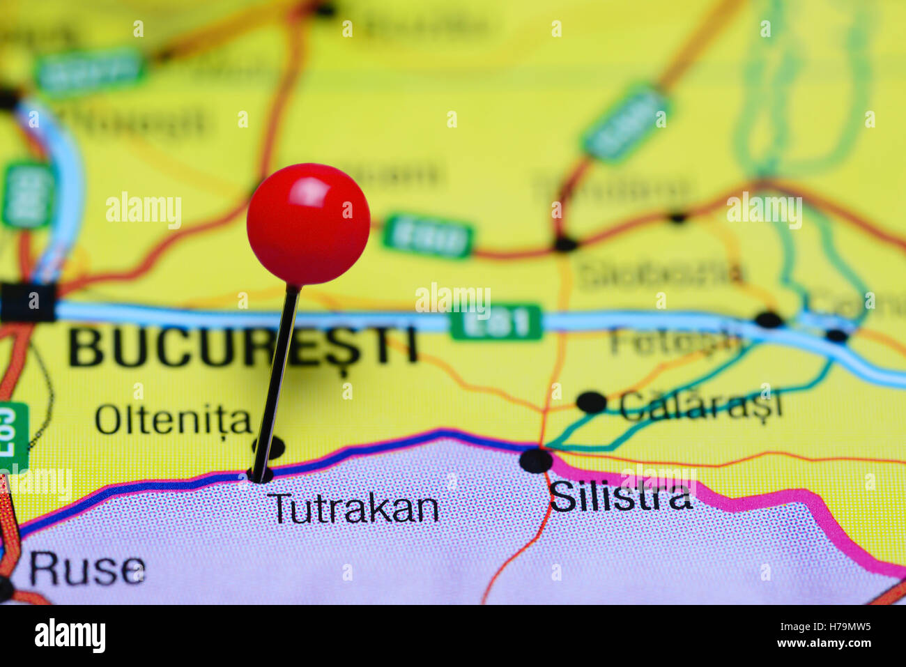 Tutrakan pinned on a map of Bulgaria Stock Photo - Alamy