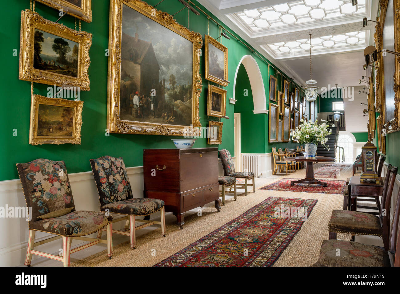 Gilt frames artwork in ppicture gallery of 18th century Dumfries house