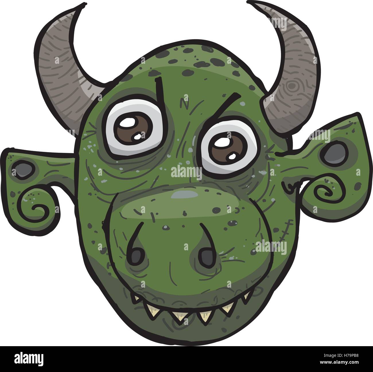 Devil / demon head. Hand drawn vector illustration / clipart. Isolated on white, ready to use Stock Vector