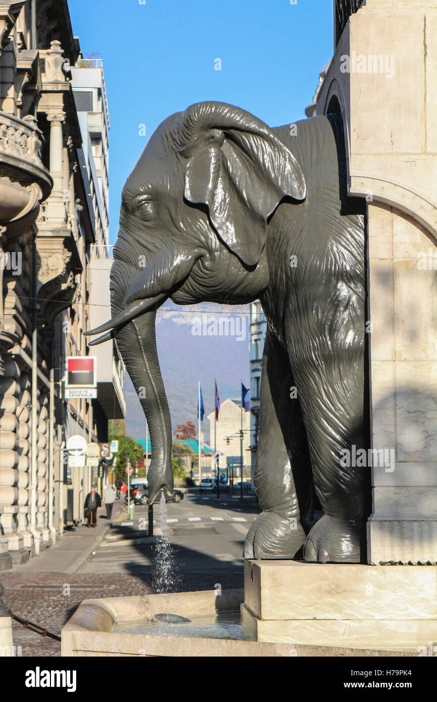 Chambéry : Fontaine des elephants Stock Photo