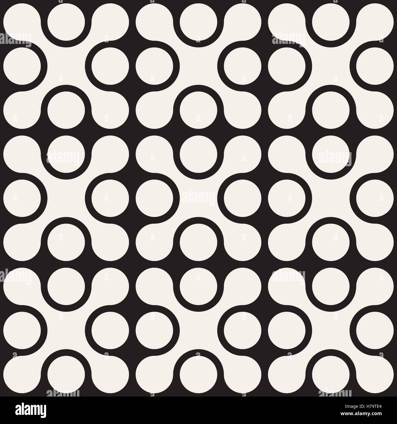 Vector Seamless Black And White Rounded Cross Square Pattern Stock ...