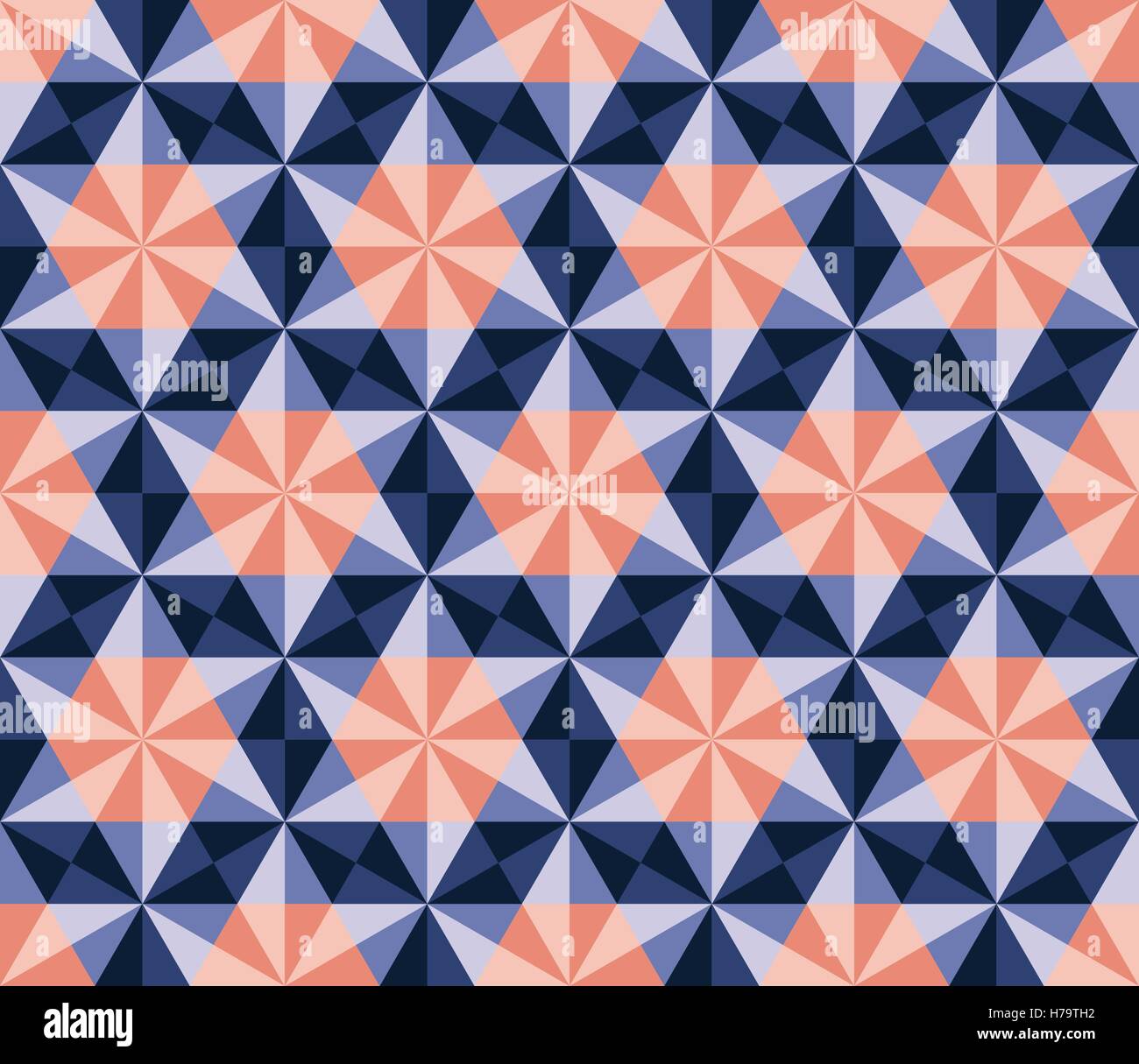 Vector Seamless Blue Pink Navy Hexagonal Triangles Rhombus Pattern Stock Vector