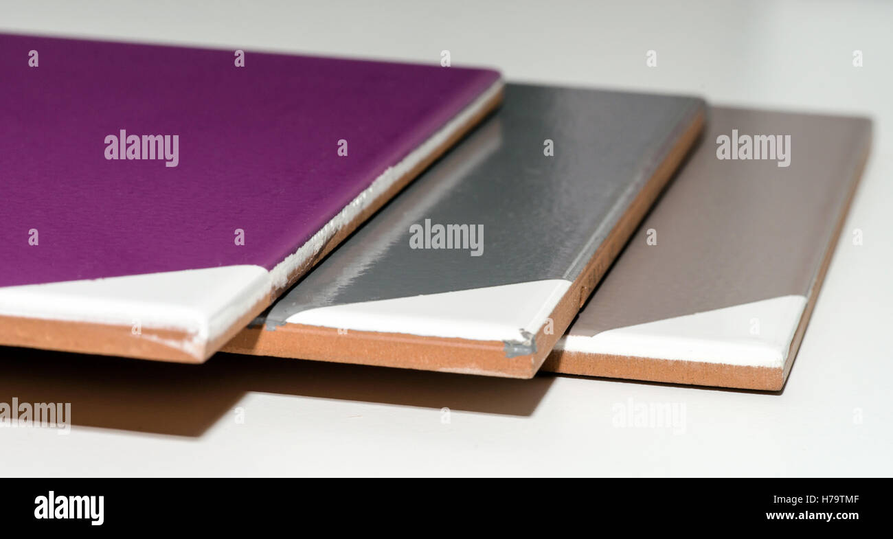 Samples of ceramic coloring for bathroom and baths, construction