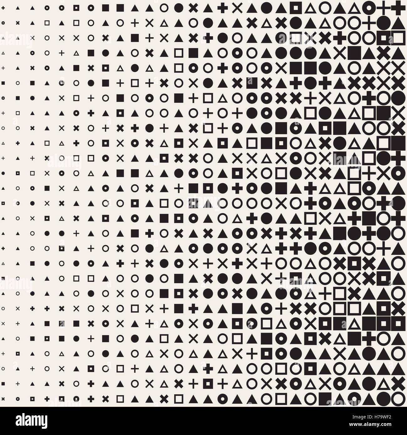 Vector Black and White Circle Square Cross Triangle Shapes
