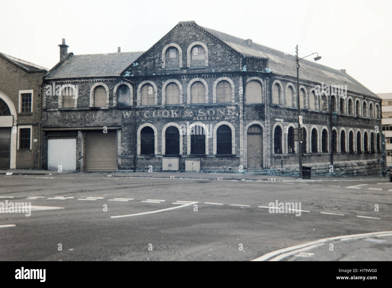 infra red shot of old Victorian factory with arched windows finnieston glasgow Stock Photo