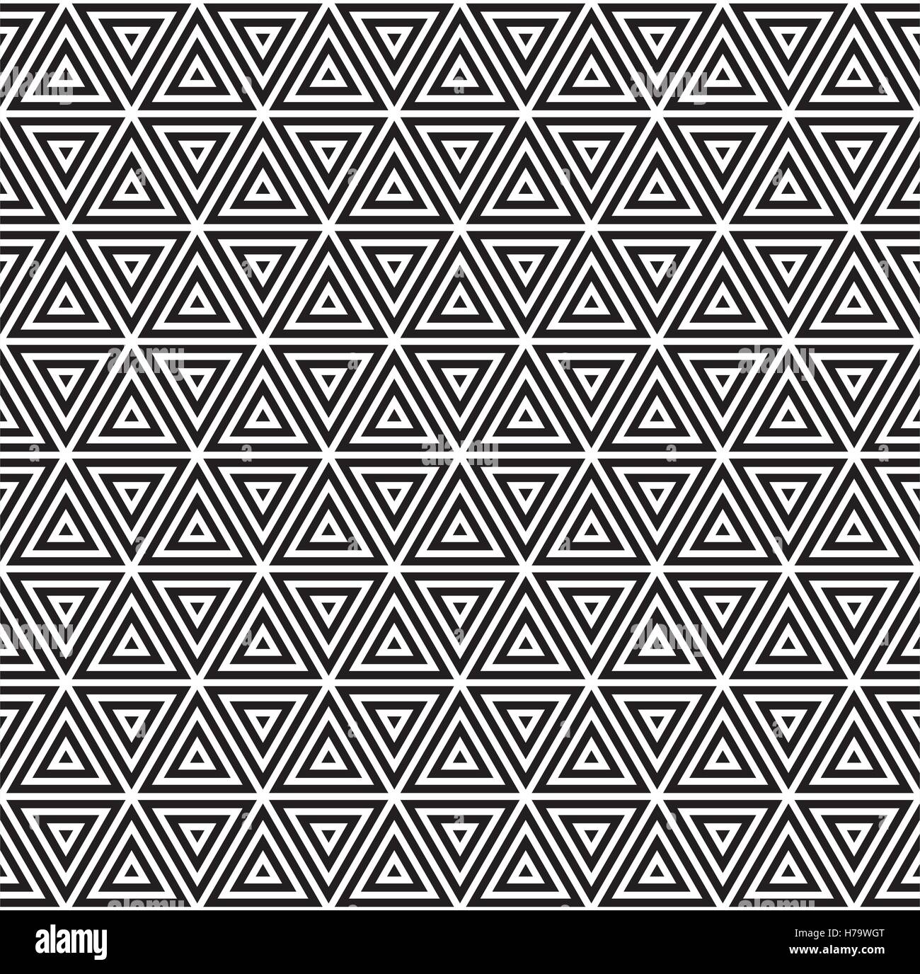Vector Seamless Black and White Triangles Line Grid Pattern Stock Vector