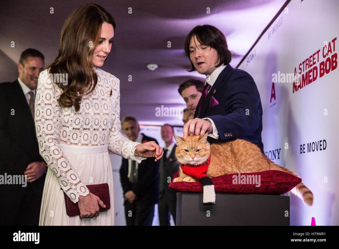 The Duchess Of Cambridge Meets Bob The Cat And His Owner James Bowen Stock Photo Alamy The Duchess Of Cambridge Meets Bob The Cat And His Owner James Bowen Stock Photo Alamy
