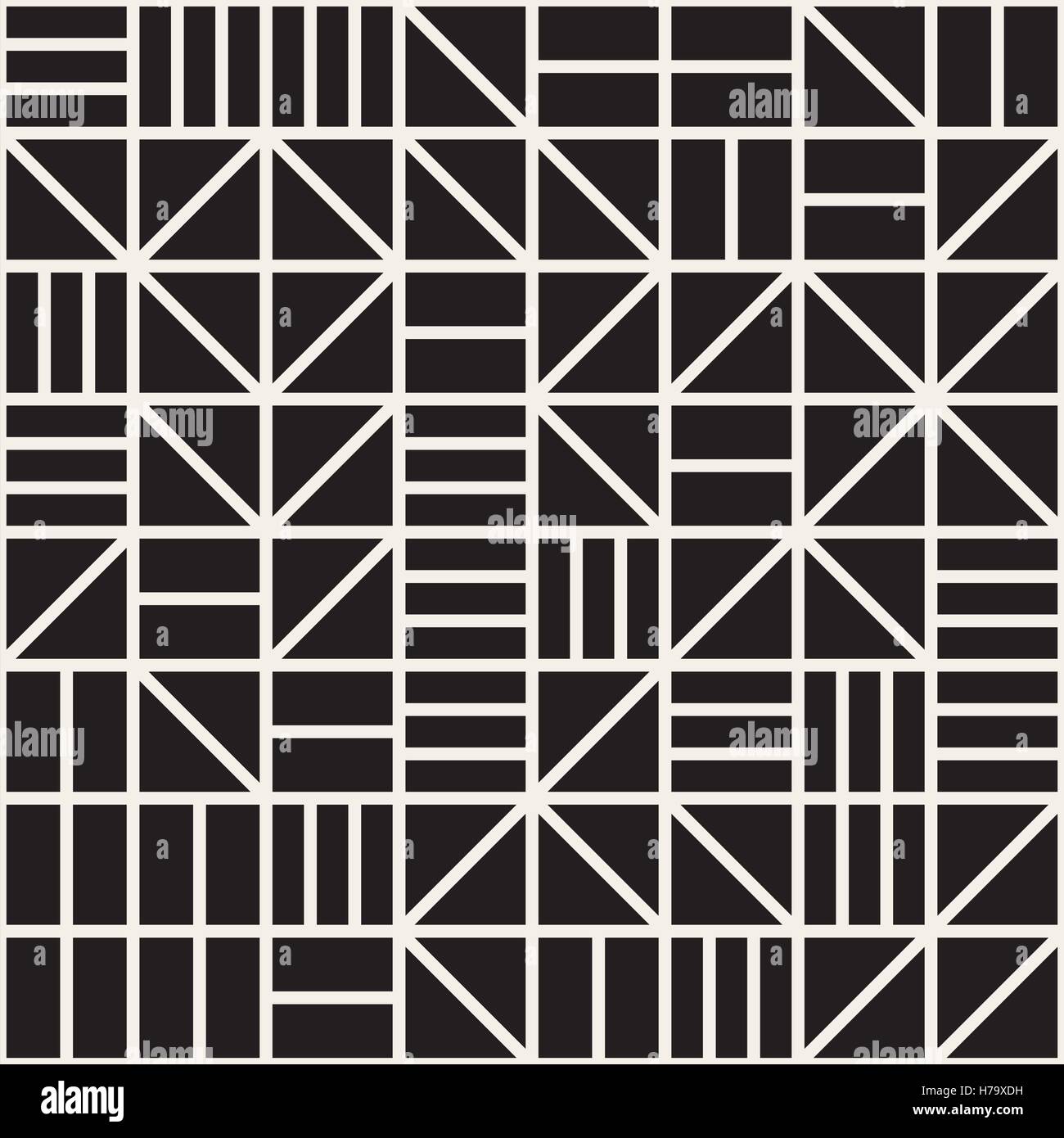 Vector Seamless Black And White Irregular Geometric Line Grid Pattern ...
