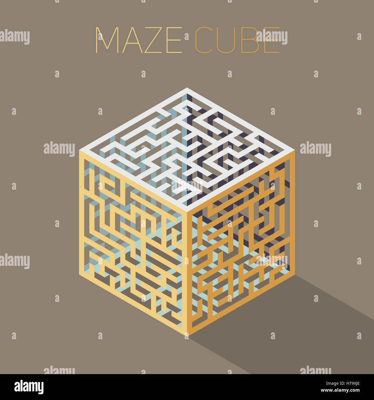 Vector Isometric Maze Cube Cage Design Concept Stock Vector