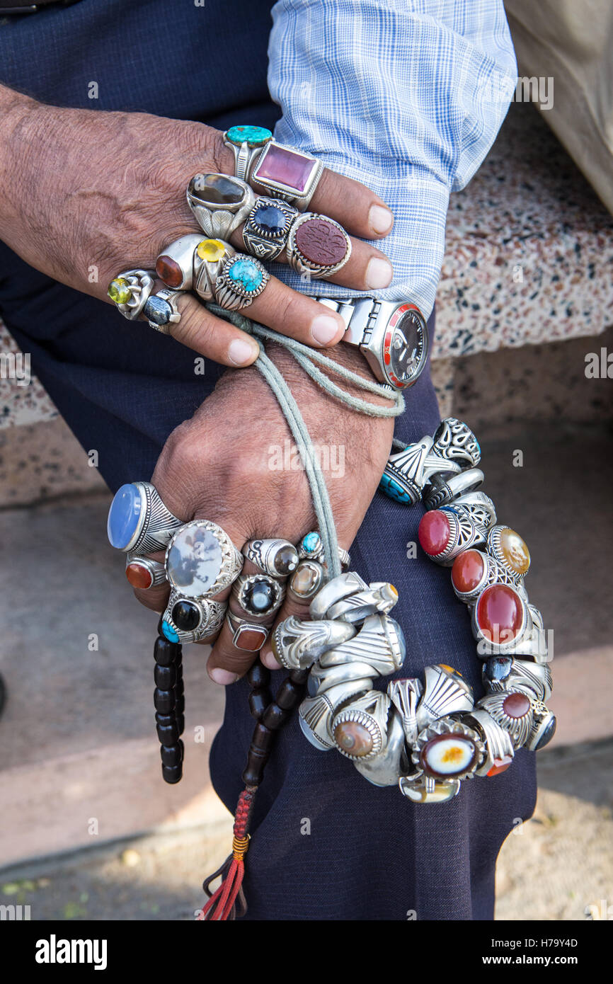 hand with many rings Stock Photo - Alamy