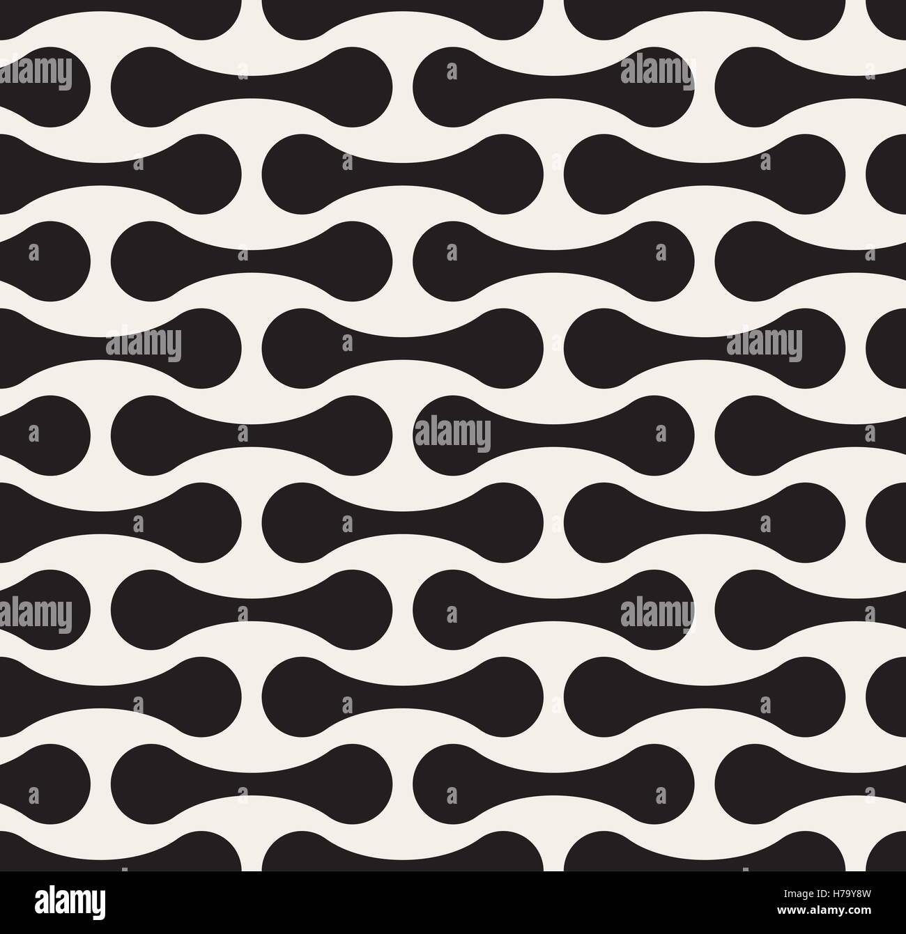Vector Seamless Black and White Arc Connected Circles Rounded Lines Pattern Stock Vector
