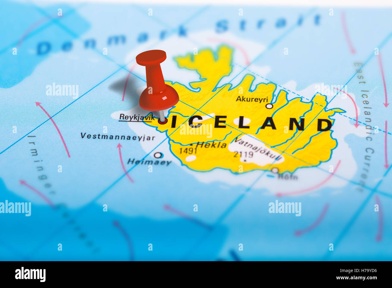 Reykjavik Iceland map Stock Photo