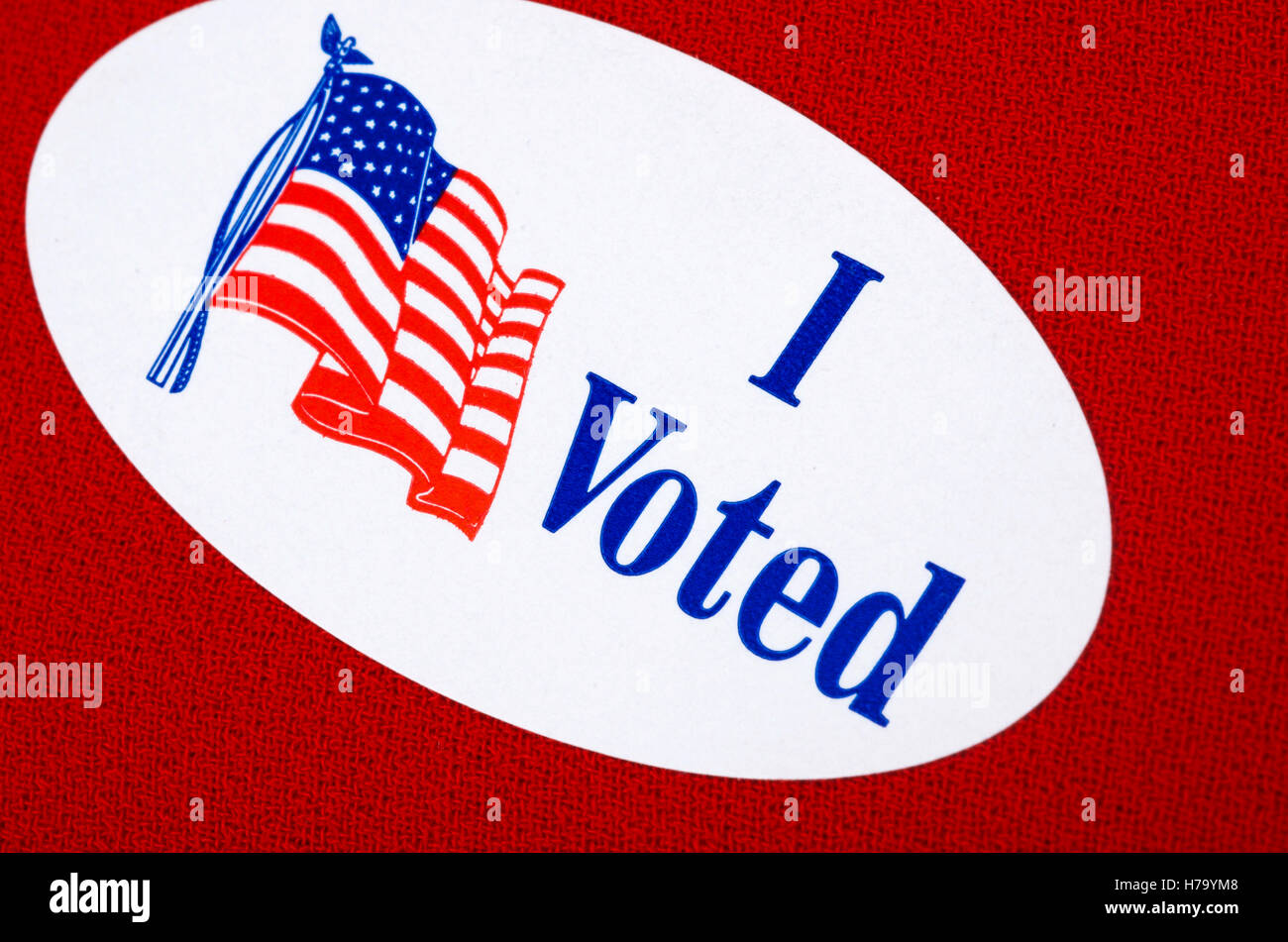 Voter Sticker 'I Voted' on red or blue Stock Photo
