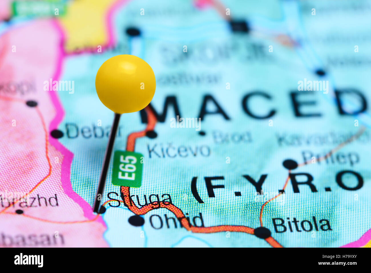 Struga pinned on a map of Macedonia Stock Photo - Alamy