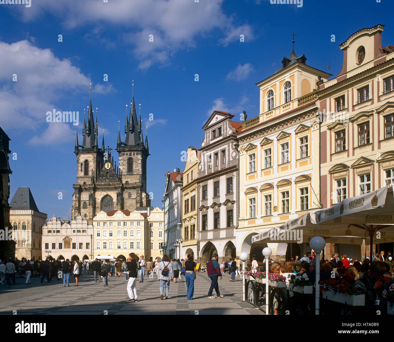 Tyn Square and Tyn Church, Stare Mesto, Prague, Czech Republic Stock Photo