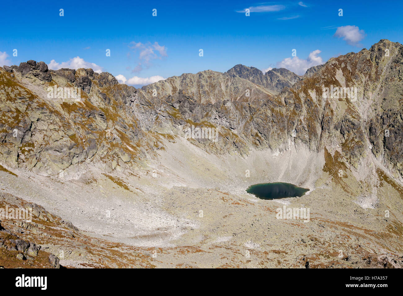 Beautiful Okruhle pleso in Mlynicka dolina on the way to Bystre sedlo - in  slovakian high Tatra mountains. Summer panorama with Stock Photo - Alamy