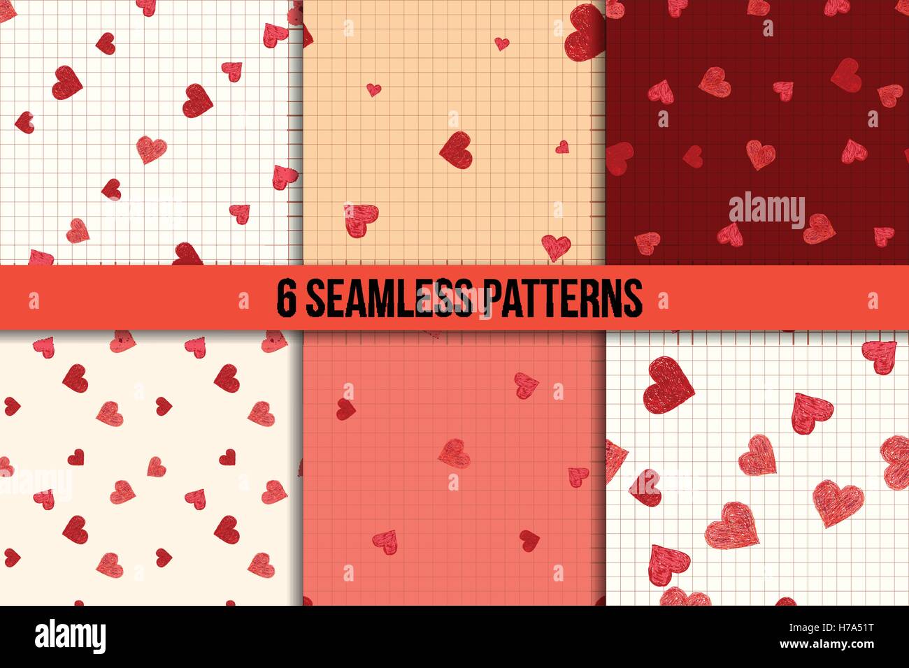 Doodle seamless pattern set with hearts Stock Vector Image & Art - Alamy