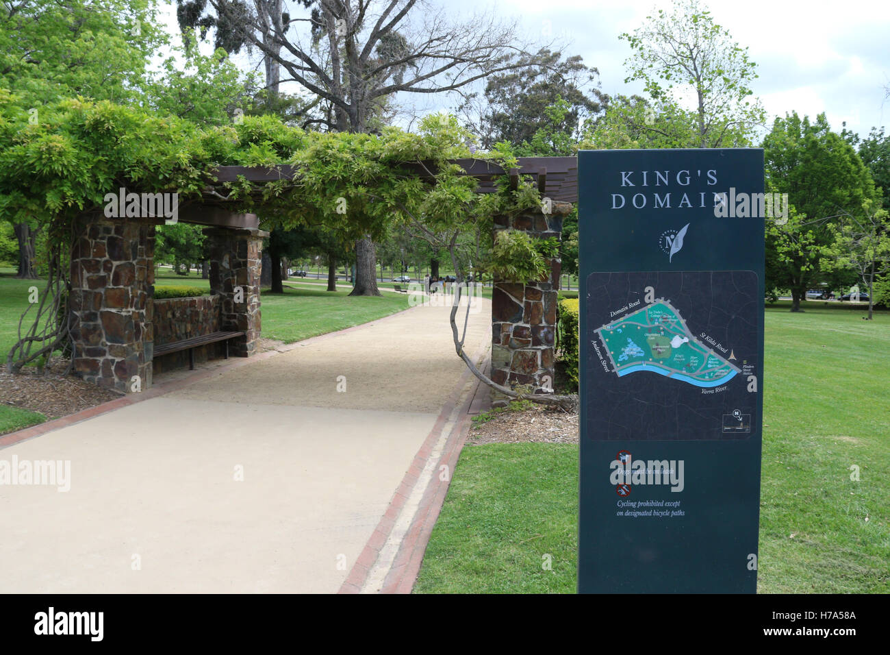 The Kings Domain park in Melbourne. Stock Photo