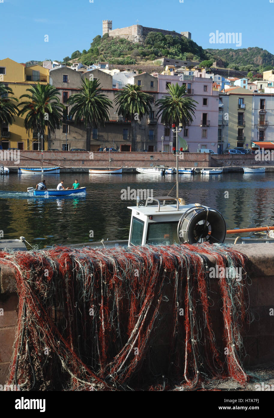Fishing nets in Bosa, Sardina, Italy. Stock Photo
