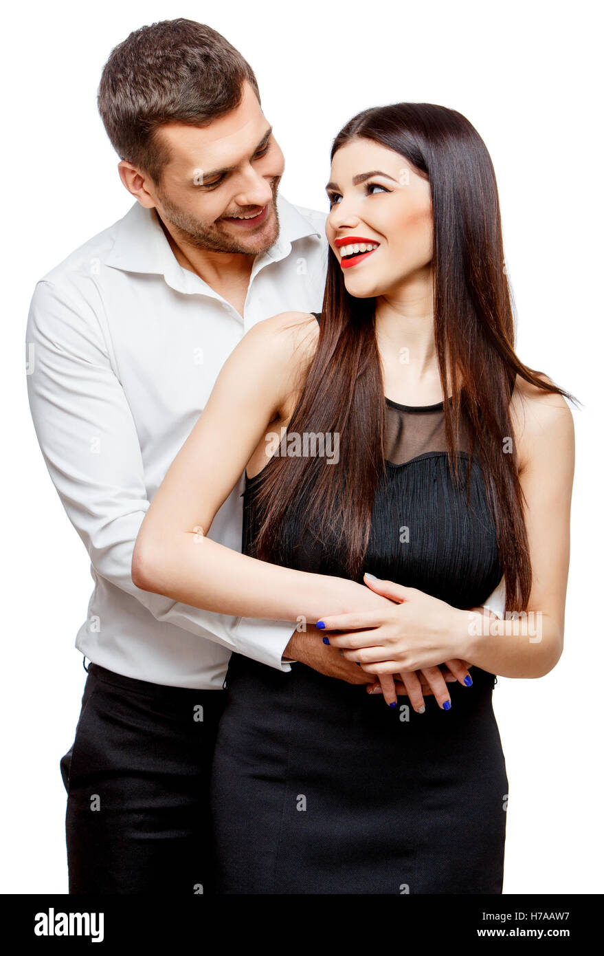 Portrait of a beautiful young happy smiling couple Stock Photo - Alamy
