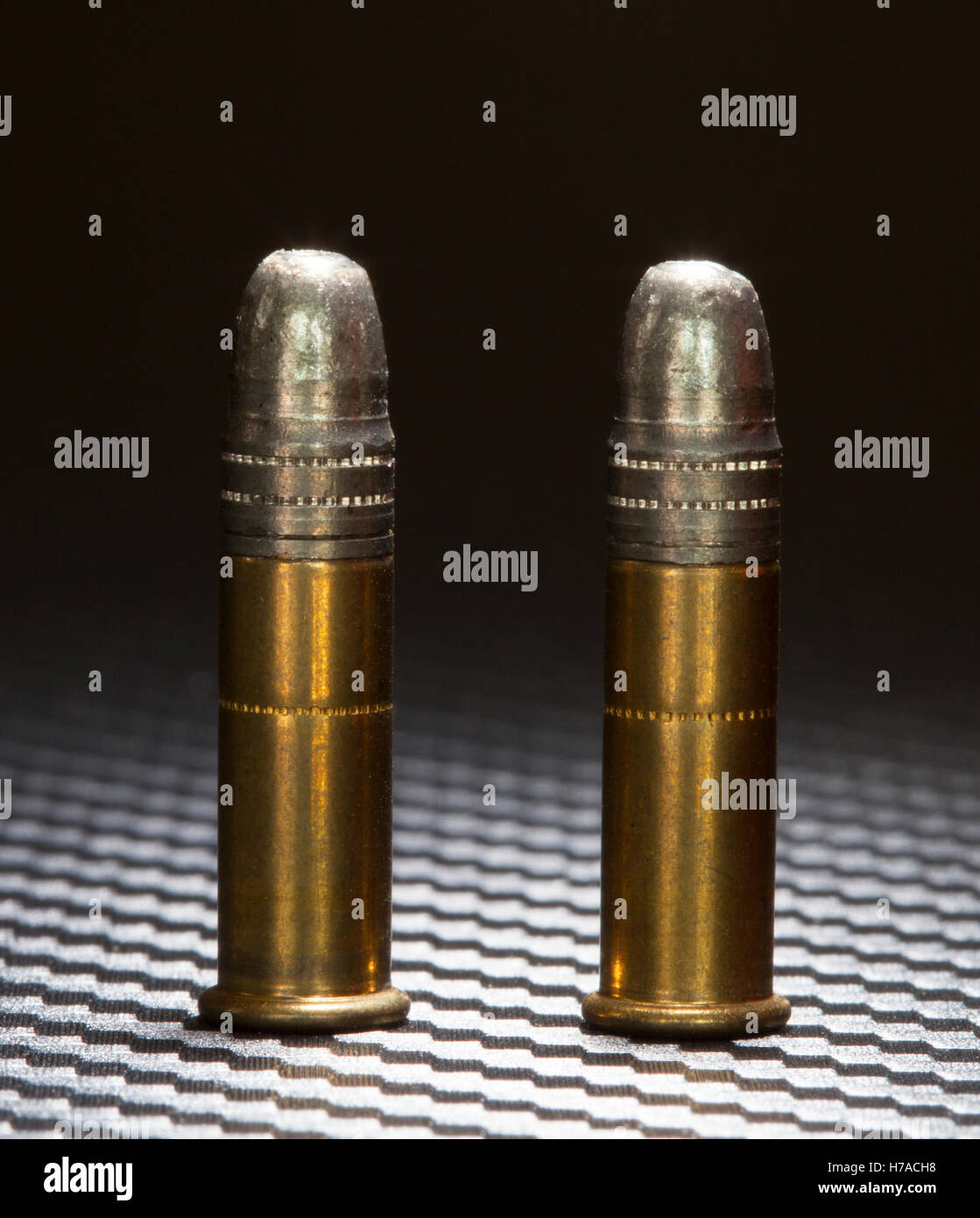Rimfire cartridges for a twenty two topped with lead bullets Stock