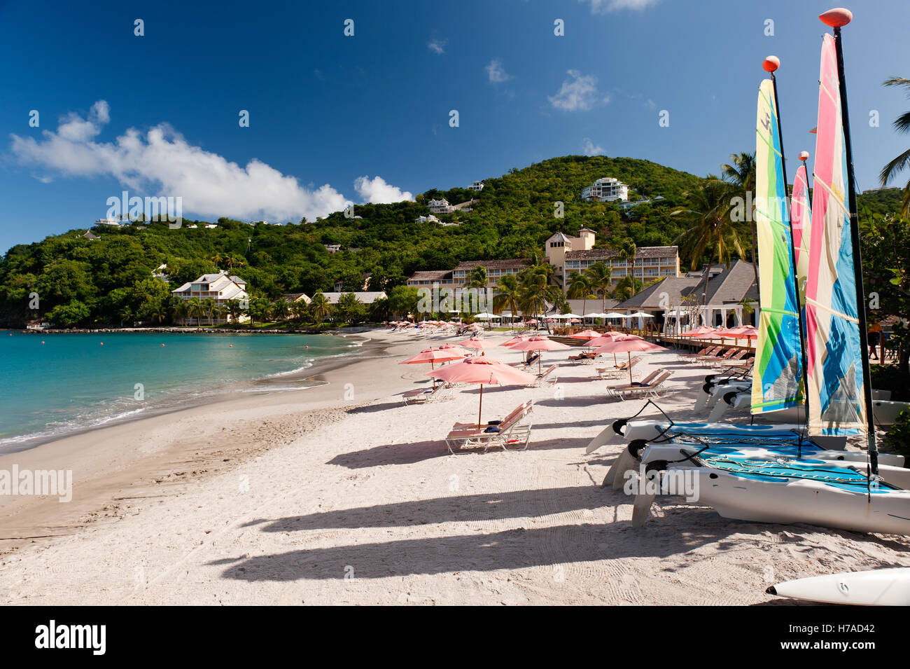 Secluded beach resort on Caribbean island of St Lucia Stock Photo
