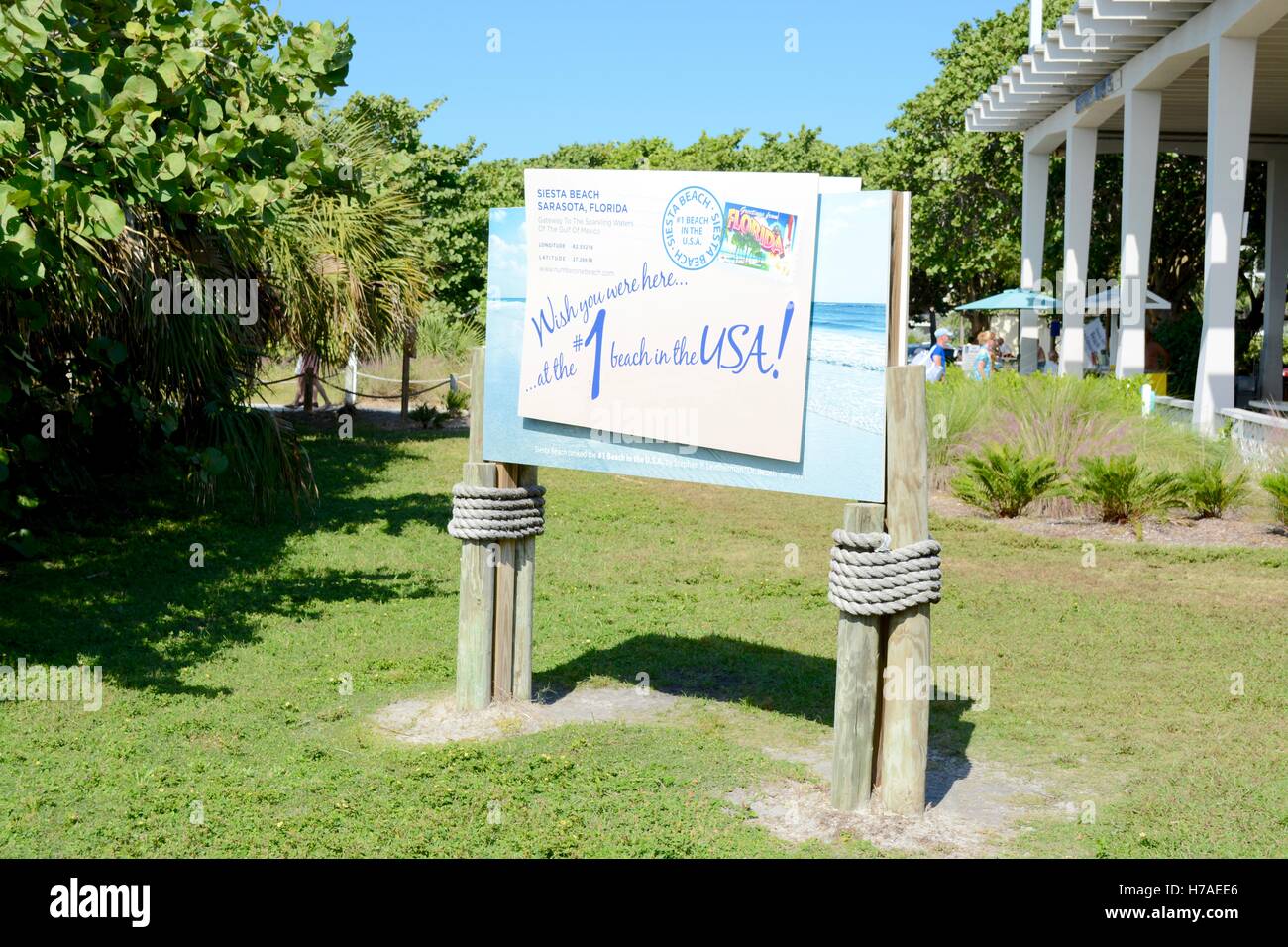 Welcome sign Siesta beach, Florida, USA Stock Photo